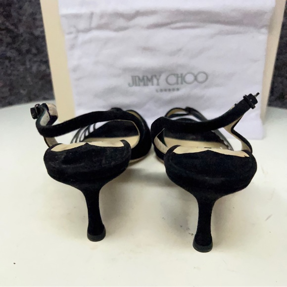 ❤️Jimmy Choo Beijing Black Suede/Metallic Nappa Sandals.  Size 40/10M. Like New.